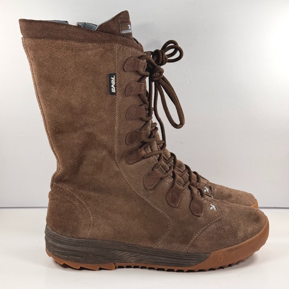 Teva 4334 Vero Brown Suede Lace Up Side Zip Mid Calf Hiking Boots Y5/W6.5